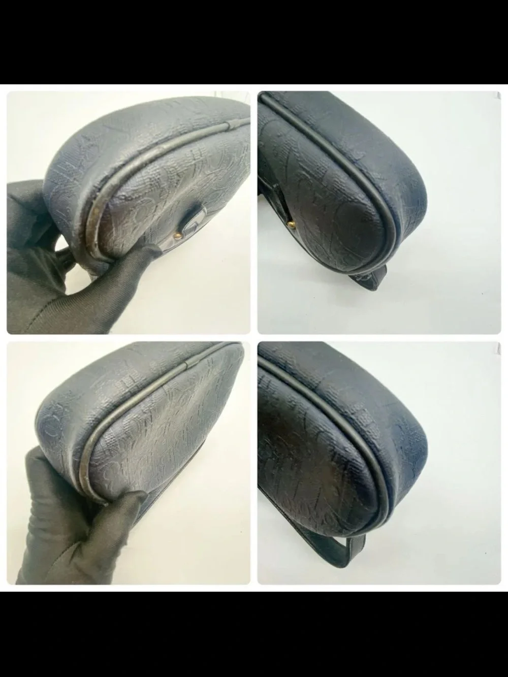 Dior Black Embossed Logo Shoulder Bag